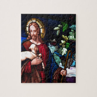 Jesus Christ Lamb Design Glas Kunst Schicksal Puzzle