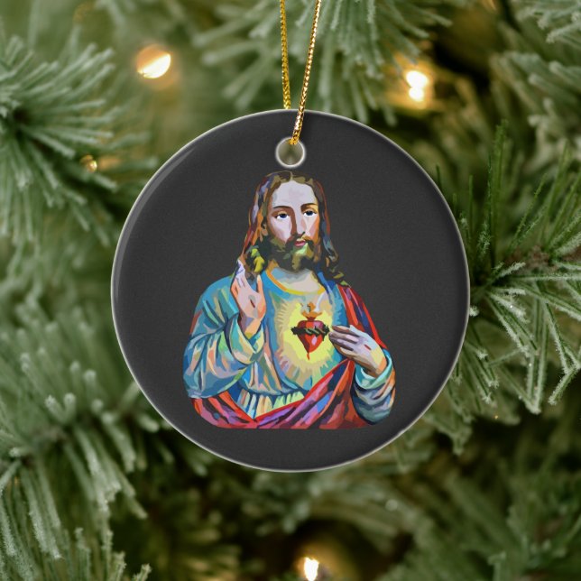 Jesus Christ Lord Savior abstrakte Originalkunst Keramik Ornament (Baum)