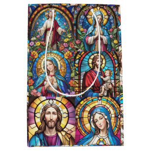Jesus Christ Mary & Joseph Christlich gestettetes Mittlere Geschenktüte