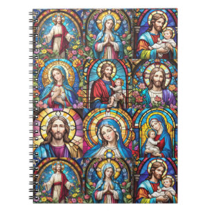 Jesus Christ Mary & Joseph Christlich gestettetes Notizblock