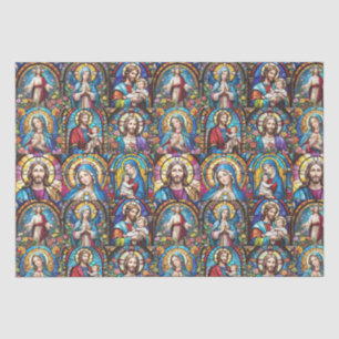 Jesus Christ Mary & Joseph Christlich gestettetes Seidenpapier