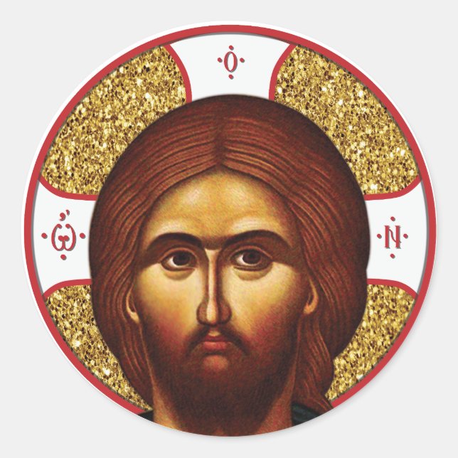 Jesus Christ Orthodox Icon Runder Aufkleber (Vorderseite)