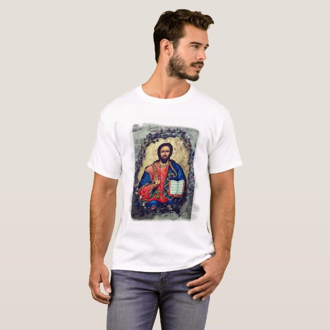 Jesus Christ Orthodox Icon T - Shirt (Vorne ganz)
