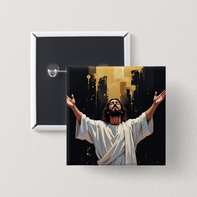 Jesus Christ Our Savior | Black and Gold Button (Vorne & Hinten)