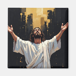 Jesus Christ Our Savior | Black and Gold Magnet