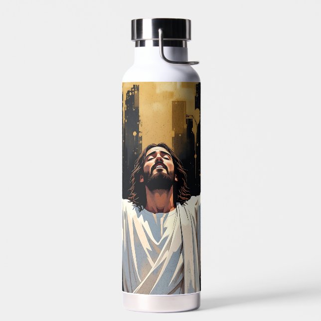 Jesus Christ Our Savior | Black and Gold Trinkflasche (Links)