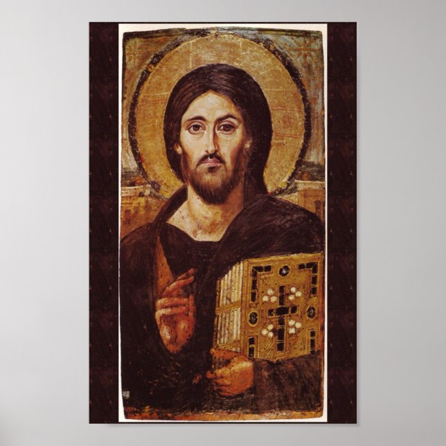 Jesus Christ Pantocrator Christlich Icon Print Poster (Vorne)