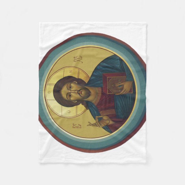Jesus Christ Pantocrator Fleecedecke (Vorderseite)