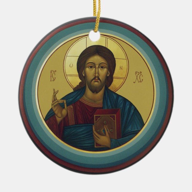 Jesus Christ Pantocrator Keramik Ornament (Vorne)