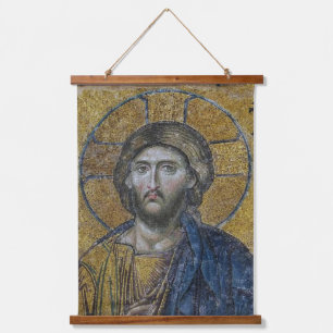 Jesus Christ Pantocrator l Orthodox Icon, Wandteppich Mit Holzrahmen