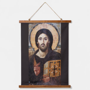 Jesus Christ Pantocrator l Orthodox Icon Wandteppich Mit Holzrahmen
