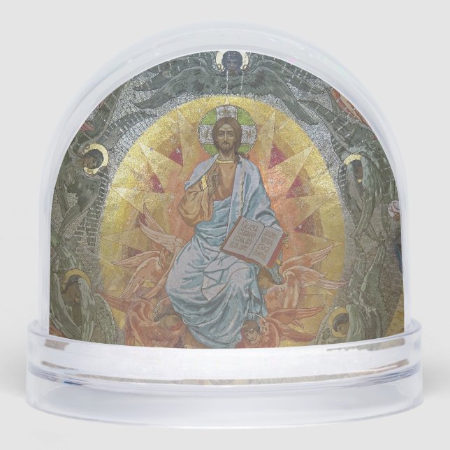 Jesus Christ Pantocrator, Lord of All, Icon Schneekugeln (Vorderseite)