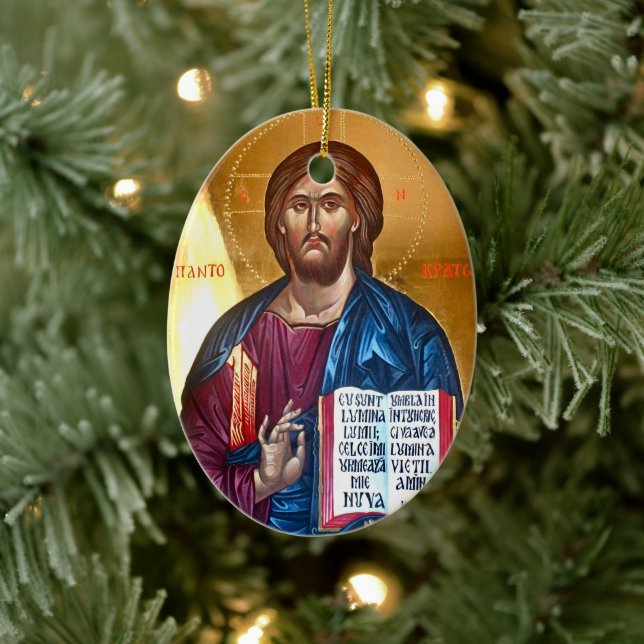 Jesus Christ Pantocrator Painting Keramik Ornament (Baum)