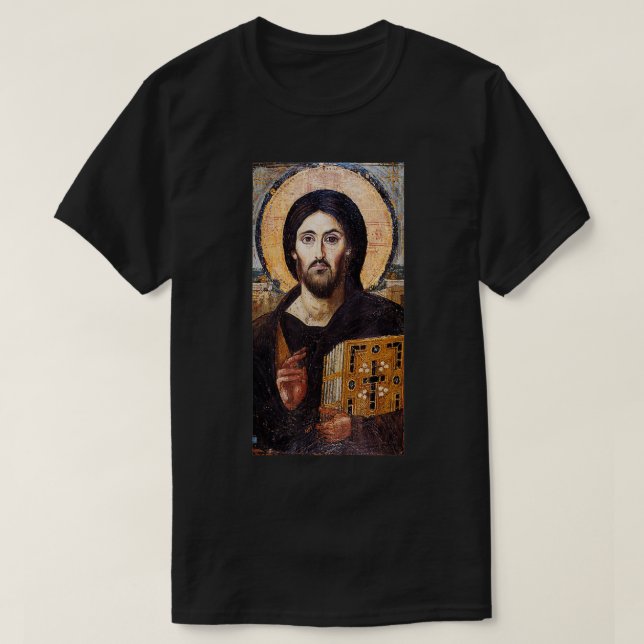 Jesus Christ Pantocrator Sinai Orthodox Christlich T-Shirt (Design vorne)