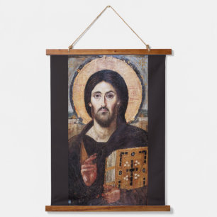 Jesus Christ Pantokrator l Orthodox Christliches S Wandteppich Mit Holzrahmen