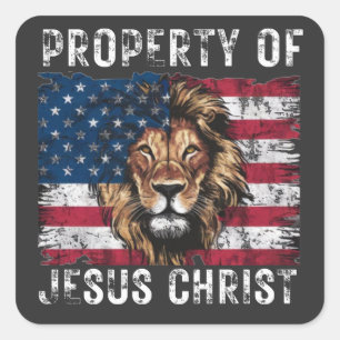 Jesus Christ Property Christlich Lion Judah 4. Jul Quadratischer Aufkleber