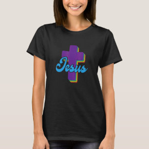 Jesus Christ Rainbow Cross Religious Christlich T-Shirt