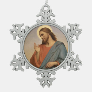 JESUS CHRIST SCHNEEFLOCKEN Zinn-Ornament
