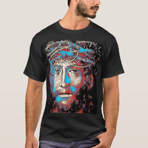 Jesus Christ Thorn Crown Abstrakte Christliche Kun T-Shirt