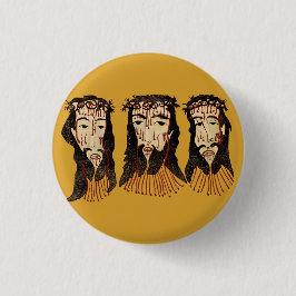 Jesus Christ Thorn Crown Folk Art Malerei Button