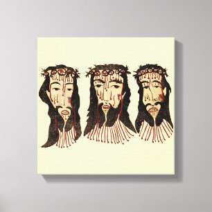 Jesus Christ Thorn Crown Folk Art Malerei Leinwanddruck