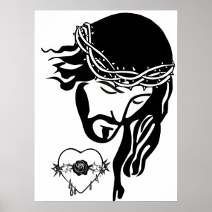 Jesus Christ Thorns Blutung Herzkunst Poster