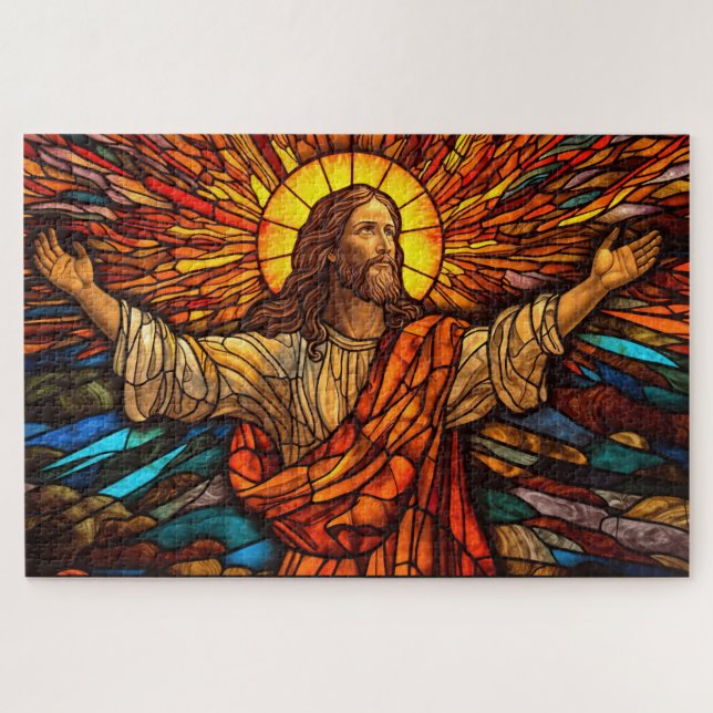 Jesus Christ verkleidete Glas Art Puzzle (Horizontal)