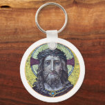 Jesus Christ, Vintage Art Mosaic, Biblical Schlüsselanhänger<br><div class="desc">KEYCHAIN: Jesus Christ & Compassion - vintage art mosaic of biblical Jesus Christ,  with crown of thorns,  cross and halo (holy glare) around his head. Beautiful antique artwork sharing love,  compassion and forgiveness for all beings. Original Photography/Art/Design by work4dream.</div>