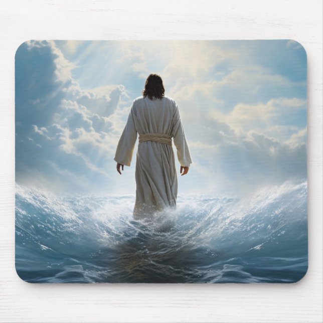 Jesus Christ Walking auf Wasser, Christlich #7 Mousepad (Vorne)