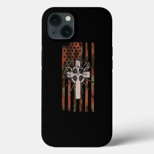 Jesus Christlich Cross Junting American Flag Camou iPhone 13 Hülle