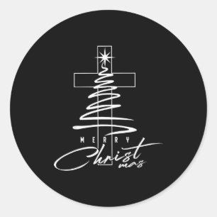 Jesus Christliches Kreuz Frohe Weihnachten Pyjama Runder Aufkleber