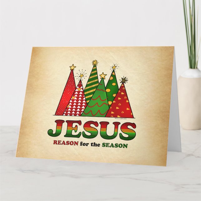 Jesus Christmas Trees Karte (Vorderseite)