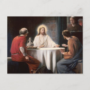 Jesus Christus am Abendmahl im Emmaus von Carl Blo Postkarte