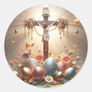 Jesus Christus am Kreuz Runder Aufkleber