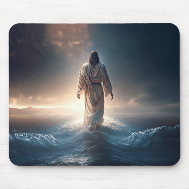 Jesus Christus auf dem Wasser laufen, Christlich # Mousepad (Vorne)