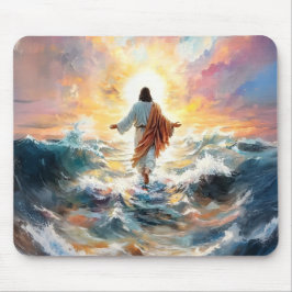 Jesus Christus auf dem Wasser laufen, Christlich # Mousepad