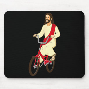 Jesus Christus auf einem Fahrrad Lustiger Christli Mousepad