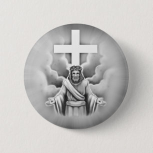 Jesus Christus-Auferstehungs-Kreuz-Entwurf Button