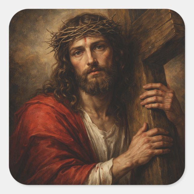 Jesus Christus (Aufkleber) Quadratischer Aufkleber (Vorderseite)
