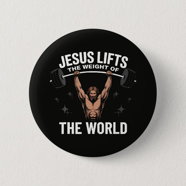 Jesus Christus beim Kreuzheben Button (Vorderseite)