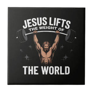 Jesus Christus beim Kreuzheben Fliese
