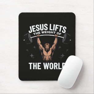 Jesus Christus beim Kreuzheben Mousepad