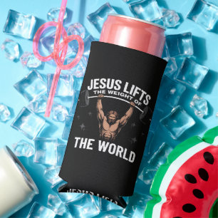 Jesus Christus beim Kreuzheben Selters Dosenkühler