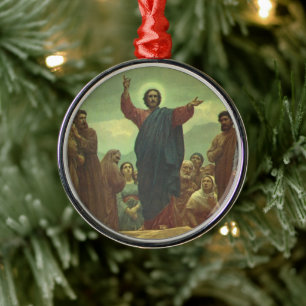 Jesus Christus Bergpredigt, Vintage-Religion Ornament Aus Metall