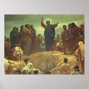 Jesus Christus Bergpredigt, Vintage Religion Poster