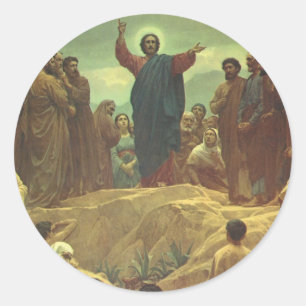 Jesus Christus Bergpredigt, Vintage Religion Runder Aufkleber