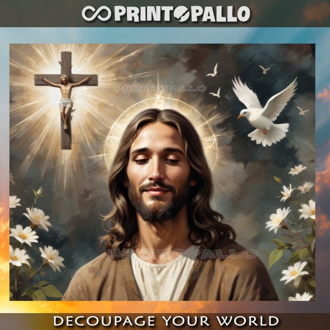 Jesus Christus betet für Mutter Erde mit Heiligen  Seidenpapier (Von Creator hochgeladen)