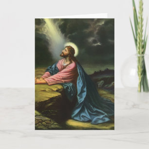 Jesus Christus betet im Garten Gethsemane, Vintage Karte