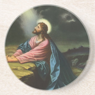 Jesus Christus betet im Garten Gethsemane, Vintage Untersetzer