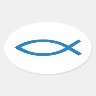 Jesus Christus, Christliches Fischsymbol für den T Ovaler Aufkleber